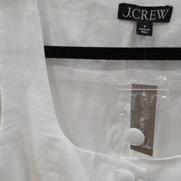 NWY J. Crew White Linen Button-Front Square-Neck Tank - Picture 8 of 9